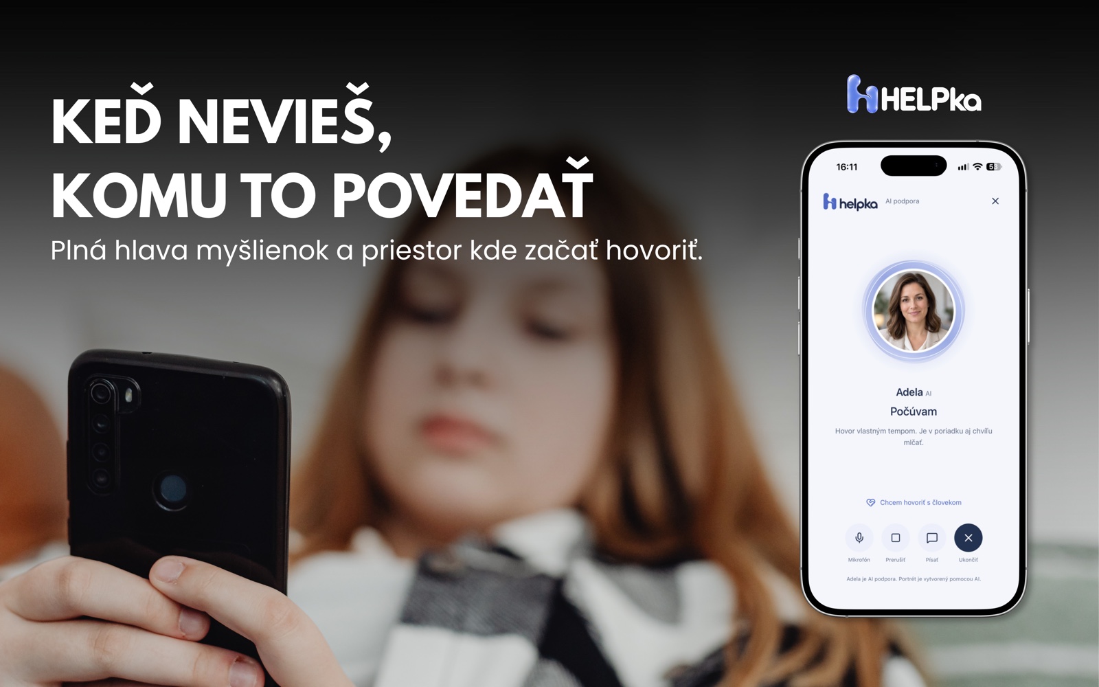 Keď nevieš, komu to povedať. Ukážka hlasového rozhovoru s Adelou v HELPke.